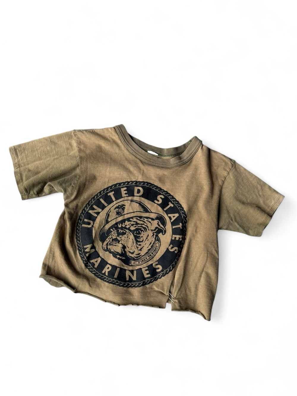 70s Marine Corps single stitch tee, cropped and faded